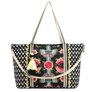 America & Beyond beaded tote bag